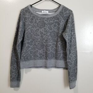 Aeropostale Women's Sweatshirt Medium Cropped Floral Gray